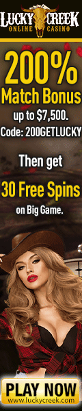 Lucky Creek $7500 Welcome Bonus + 30 free spins!
